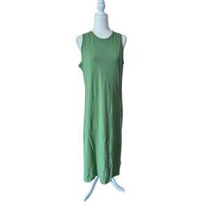 Athleta Essential Midi Dress Green Size Large Summer Sundress Popover